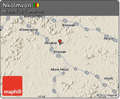 Shaded Relief Map of Nkolmvon