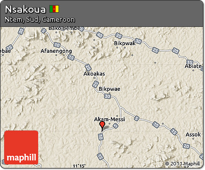 Shaded Relief Map of Nsakoua