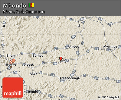 Shaded Relief Map of Mbondo