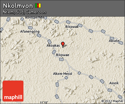 Shaded Relief Map of Nkolmvon