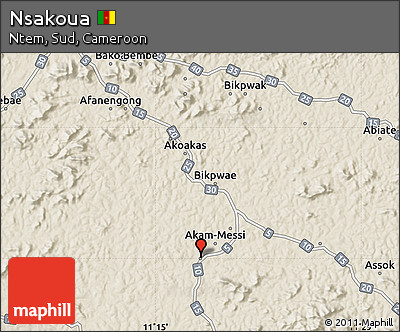 Shaded Relief Map of Nsakoua
