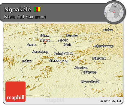 Physical Panoramic Map of Ngoakélé