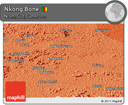 Political Panoramic Map of Nkong Bone