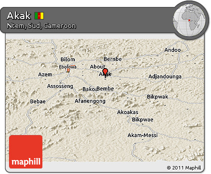 Shaded Relief Panoramic Map of Akak