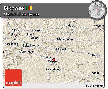 Shaded Relief Panoramic Map of Bikpwaé
