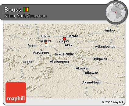 Shaded Relief Panoramic Map of Bouss