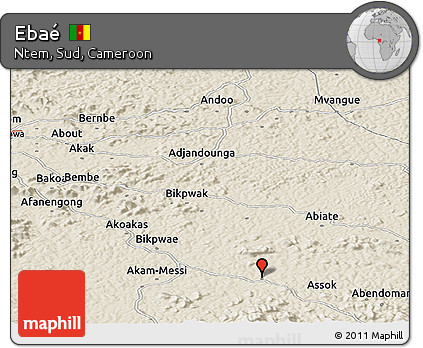 Shaded Relief Panoramic Map of Ebaé