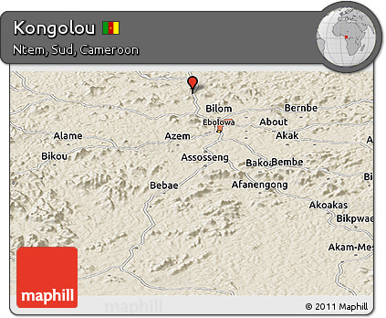 Shaded Relief Panoramic Map of Kongolou
