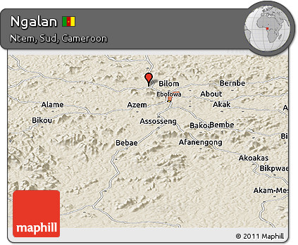 Shaded Relief Panoramic Map of Ngalan