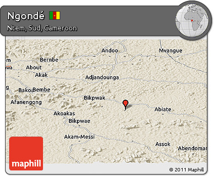 Shaded Relief Panoramic Map of Ngondé