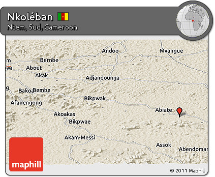 Shaded Relief Panoramic Map of Nkoléban