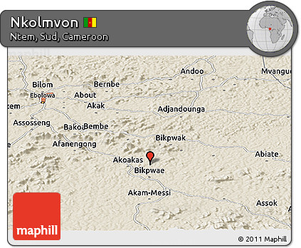 Shaded Relief Panoramic Map of Nkolmvon