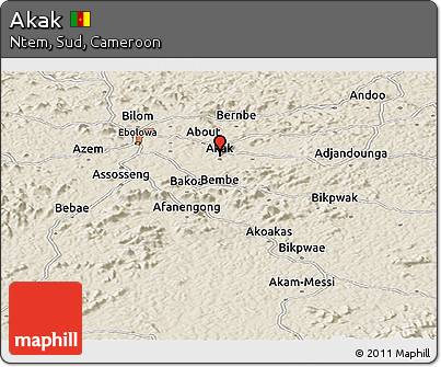 Shaded Relief Panoramic Map of Akak