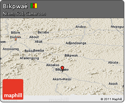 Shaded Relief Panoramic Map of Bikpwaé