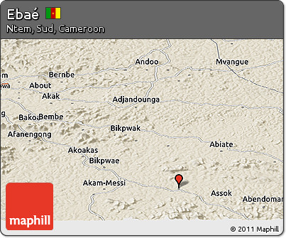 Shaded Relief Panoramic Map of Ebaé