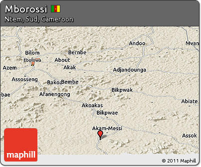 Shaded Relief Panoramic Map of Mborossi