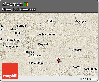Shaded Relief Panoramic Map of Mvomon