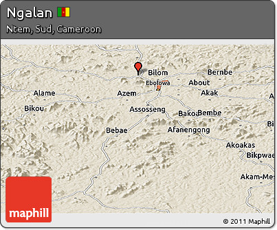 Shaded Relief Panoramic Map of Ngalan