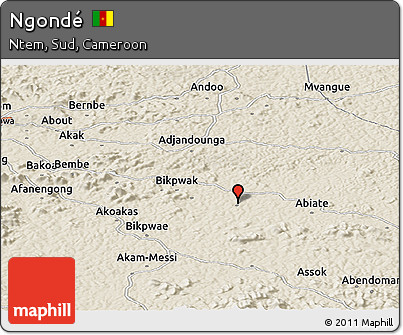 Shaded Relief Panoramic Map of Ngondé