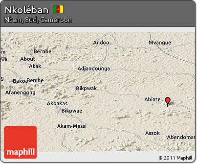 Shaded Relief Panoramic Map of Nkoléban