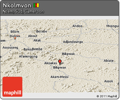 Shaded Relief Panoramic Map of Nkolmvon