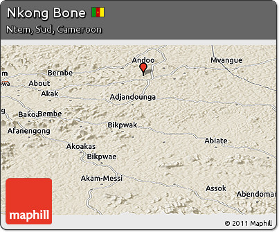 Shaded Relief Panoramic Map of Nkong Bone