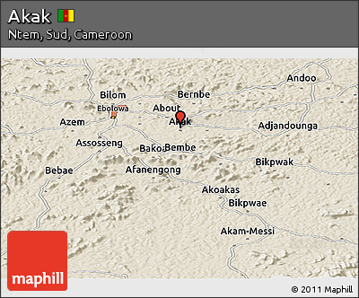 Shaded Relief Panoramic Map of Akak