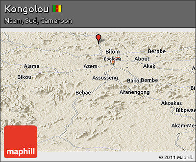 Shaded Relief Panoramic Map of Kongolou