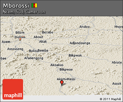 Shaded Relief Panoramic Map of Mborossi