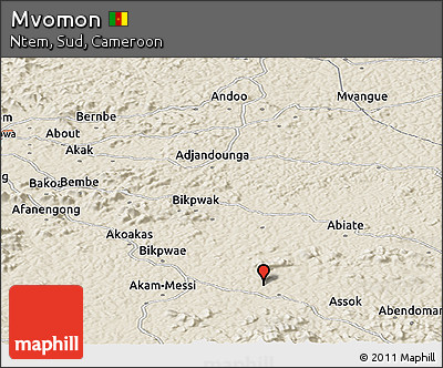 Shaded Relief Panoramic Map of Mvomon