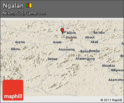 Shaded Relief Panoramic Map of Ngalan