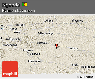 Shaded Relief Panoramic Map of Ngondé