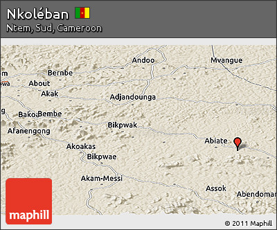 Shaded Relief Panoramic Map of Nkoléban