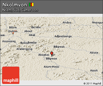 Shaded Relief Panoramic Map of Nkolmvon