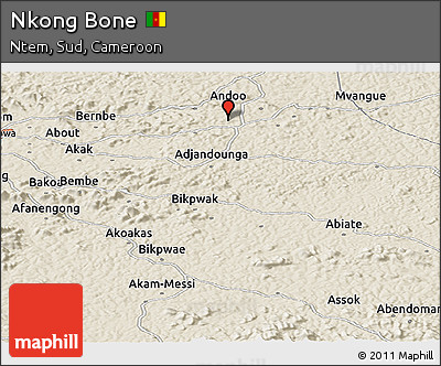 Shaded Relief Panoramic Map of Nkong Bone