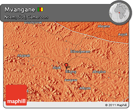 Political 3D Map of Mvangane