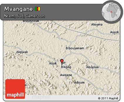 Shaded Relief 3D Map of Mvangane