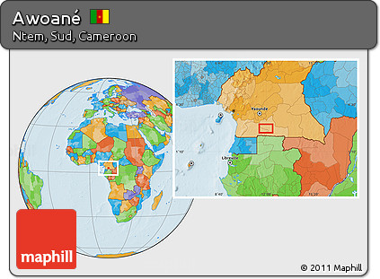 Political Location Map of Awoané