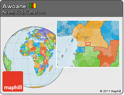 Political Location Map of Awoané
