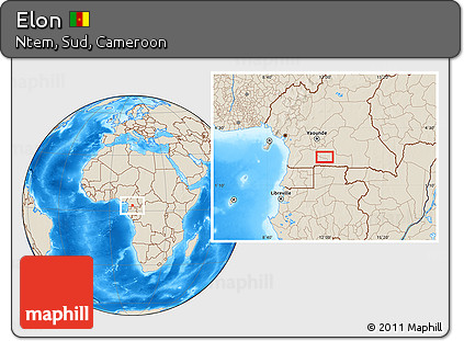 Shaded Relief Location Map of Elon