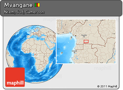 Shaded Relief Location Map of Mvangane