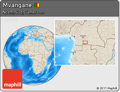 Shaded Relief Location Map of Mvangane