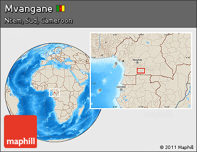 Shaded Relief Location Map of Mvangane