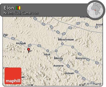 Shaded Relief Map of Elon