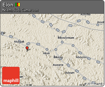 Shaded Relief Map of Elon