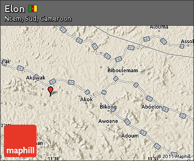 Shaded Relief Map of Elon
