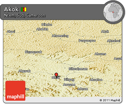 Physical Panoramic Map of Akok