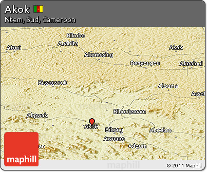 Physical Panoramic Map of Akok