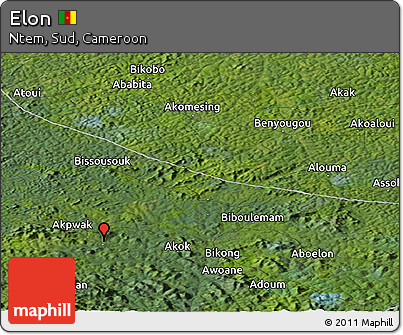 Satellite Panoramic Map of Elon