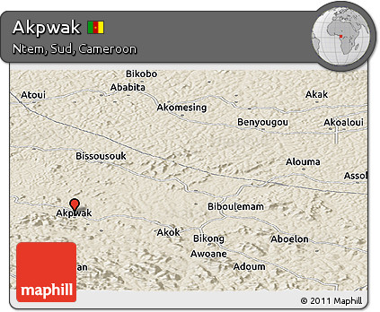 Shaded Relief Panoramic Map of Akpwak